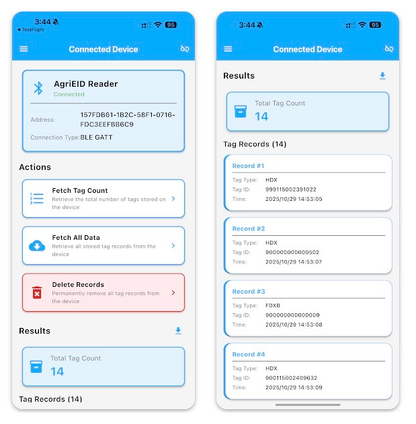 Bluetooth NLIS Tag Reader  Free Software AgriEID Link for Apple and Android 