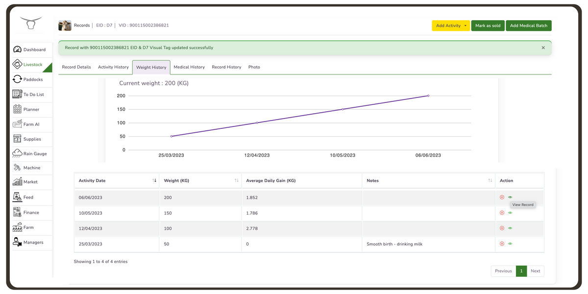 Weight record software
